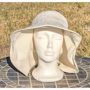 Glamor Floppy Straw Hat Wide Brim Raffia Beach Sun Woven Bucket Beige Tan Garden